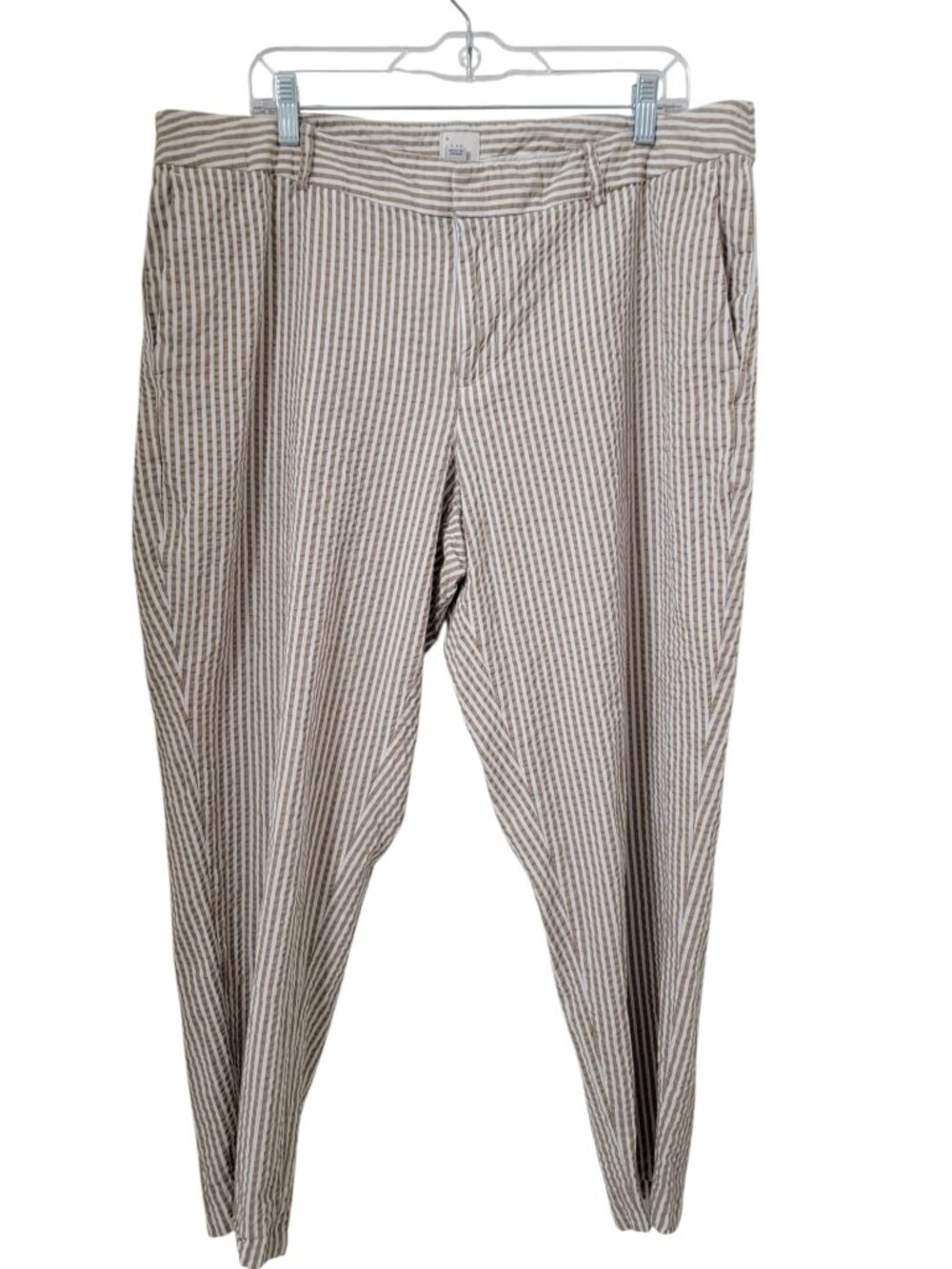 a new day Size 16 Beige & White Striped Seersucker Pants